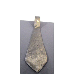VTG 50's-60s Dark Gold Sharkskin & Crest Rockabilly Skinny Rayon 58" Necktie